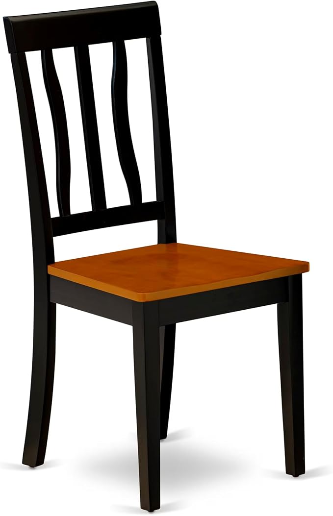 East West Furniture HLAN5-BCH-W 5 Piece Dining Table Set for 4 Includes a Round Kitchen Table with Pedestal and 4 Dining Room Chairs, 42x42 Inch, Black & Cherry