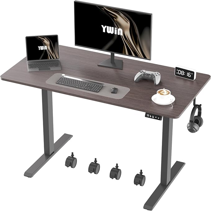 Ywin Electric Height Adjustable Standing Desk, 63 x 24 inches, Ergonomic Stand Up Desk for Home Office