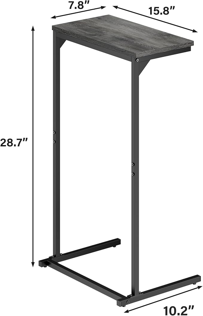 TUTOTAK C Shaped End Table, Small Side Table, Set of 2, 28.7 inch Tall Couch Table, Sofa Table, Living Room, Bed Room, Charcoal Grey TB01BY0712