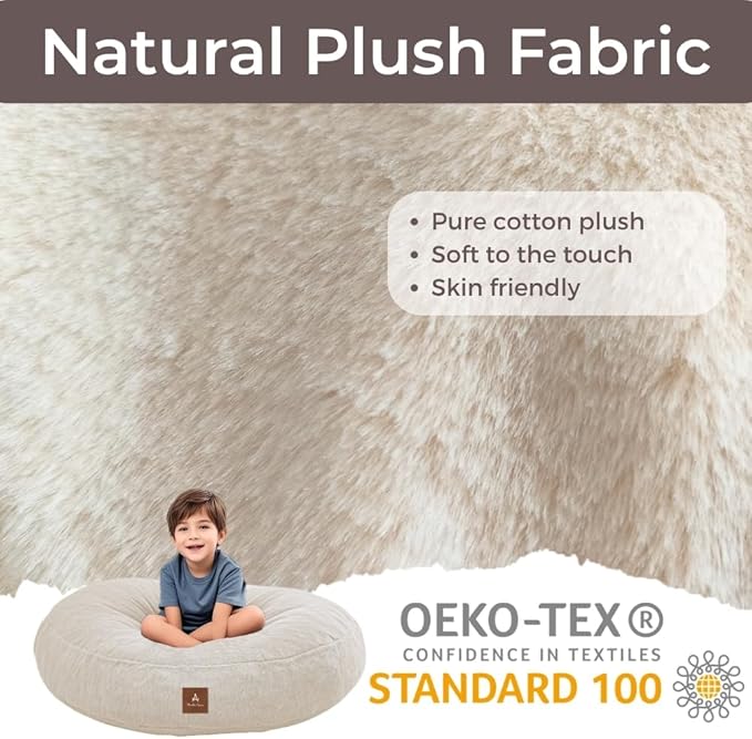 Wonder Space Bean Bag Chair – Soft Foam Filling | Removeable & Washable Cover | Ultra-Soft Plush Fabric - Minimalist Floor Cushion for Kids & Adults, Gaming, Reading and Relaxing, Beige
