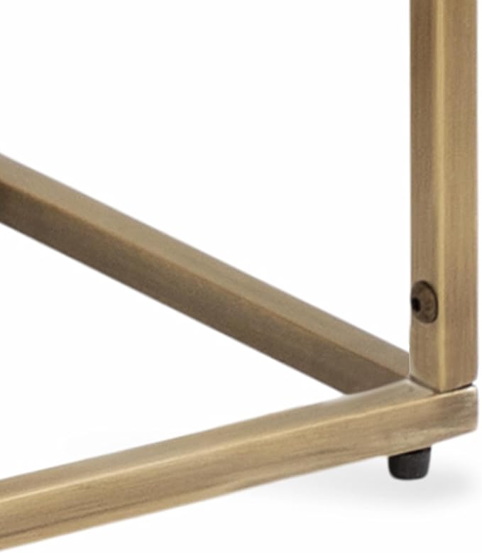 Kate and Laurel Karlsen Mid-Century Wood and Metal Narrow Side Table; 16 x 24 x 8; Walnut Brown and Brass; Slim Bedroom Nightstand with Mixed Materials Design