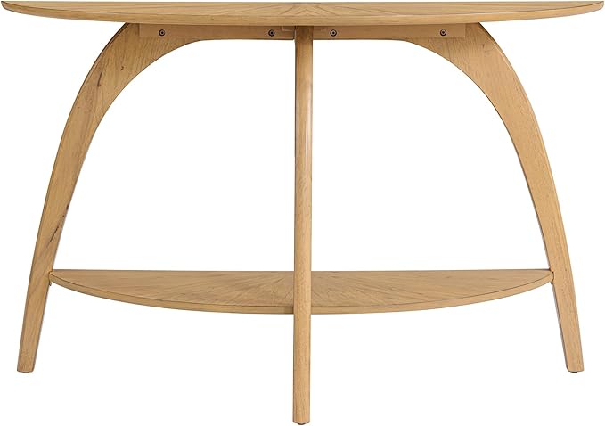 Martin Svensson Home LAX Half-Moon Sofa Console Table with Storage, Blonde