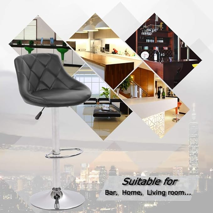 BestOffice Counter Height Bar Stools Set of 2 Bar Stools Swivel Stool Height Adjustable Bar Chairs with Back PU Leather Swivel Bar Stool Kitchen Counter Stools Dining Chairs