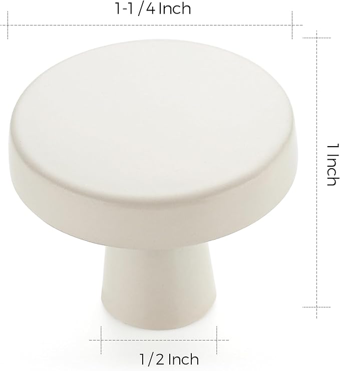 Ravinte 15 Pack Drawer Pulls 1-1/4 Inch White Kitchen Cabinet Knobs Solid Round Dresser Handles for Simple Cupboard Hardware