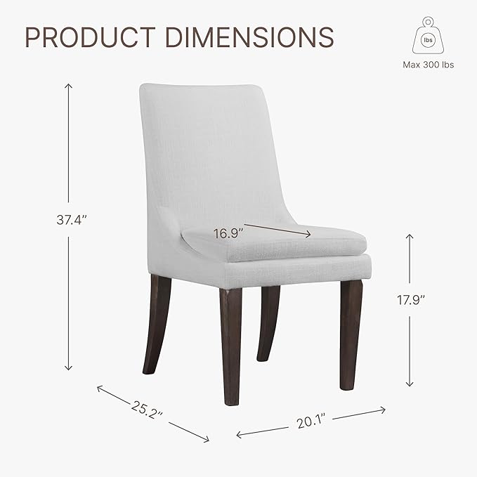 Upholstered Dining Chairs Modern Sidechair Performance Fabric High Back Armlesschair for Diningroom Kitchen,White,Set of 4(2 Box)