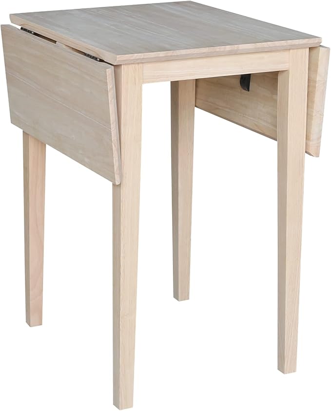 Solid Wood Small Drop Leaf Dining Table in Sturdy Parawood, Dual Drop Leaf Table with 9" Drop Leaf on Each Side, 36"W x 22"D x 29"H, Floor to Apron 26.5 Inches, Easy Assembly, Unfinished