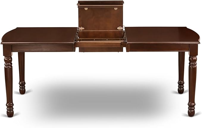 East West Furniture DOML5-MAH-W 5 Piece Dinette Set for 4 Includes a Rectangle Dining Room Table with Butterfly Leaf and 4 Dining Chairs, 42x78 Inch, Mahogany