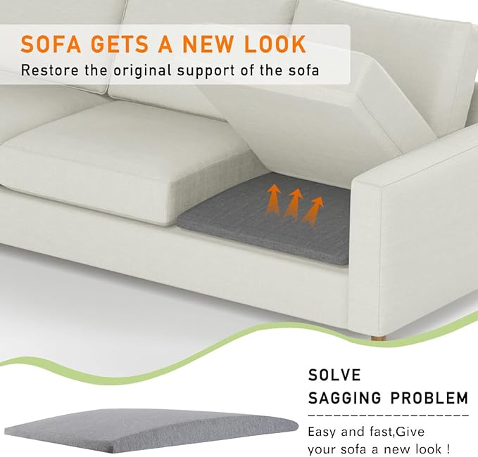 Couch Cushion Support for Sagging Seats, 20" x 20" High-Density Arched Foam, Furniture Seat Under Cushion Sag Repair, 2-Pack