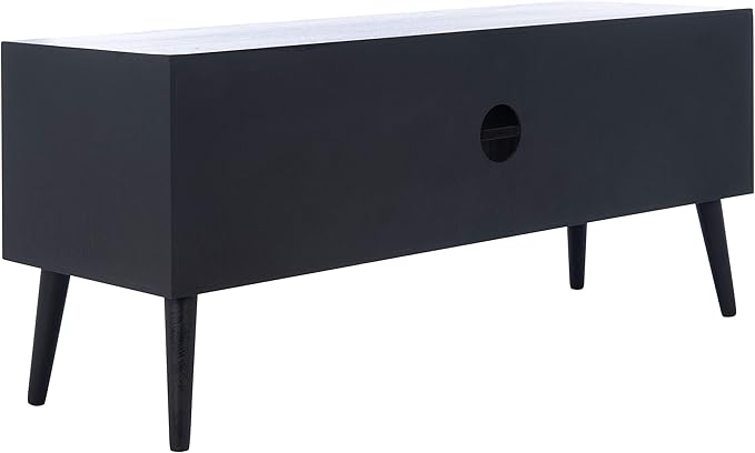 SAFAVIEH Sorrel TV Stand for up to 55" Flatscreen – Black, 2 Doors with Interior Storage, 2 Open Shelves, Entertainment Media Console (MED5701B)