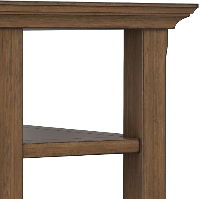 SIMPLIHOME Acadian 14-inch Wide Solid Wood Narrow End Table in Rustic Natural Aged Brown, Transitional-Style Side Table for Living Room, Bedroom, or Family Room with 2 Open Shelves