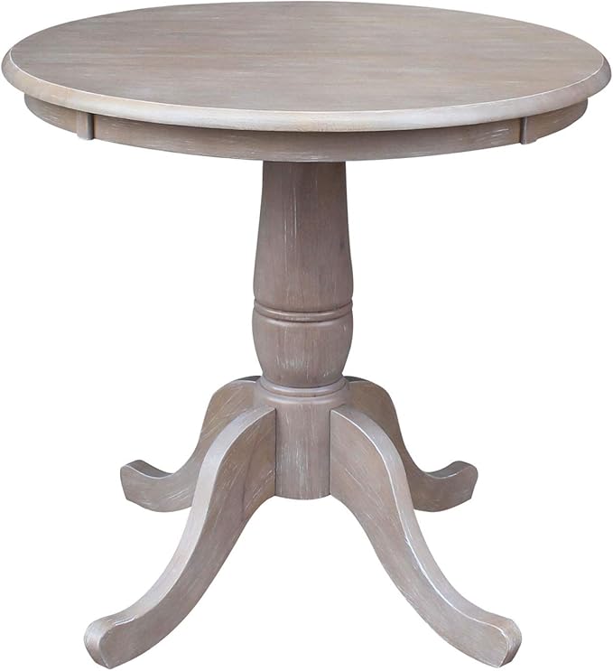 International Concepts 30" Round Top Pedestal Dining Table Solid Parawood 29.1" High, Kitchen/Dining Furniture, Easy Assembly, Residential Use Only