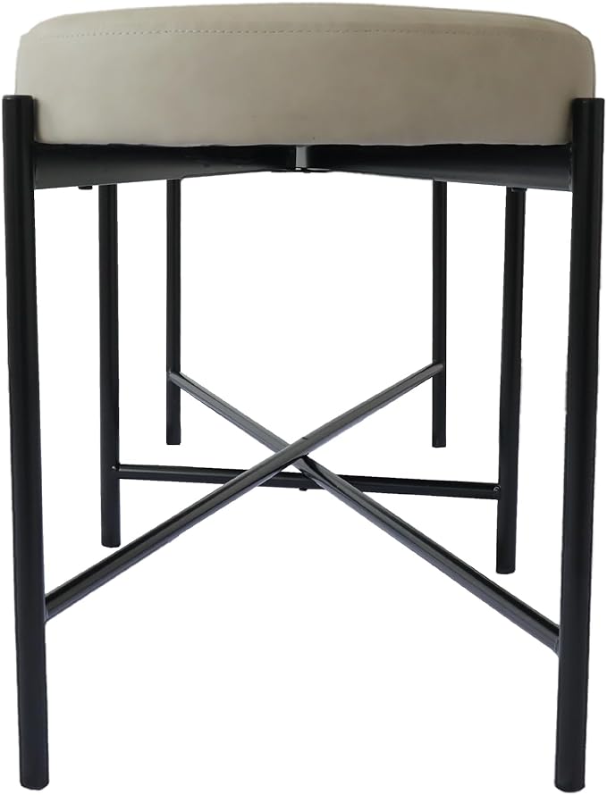 54” upholstered Vegan Leather Accent Ottoman Bench for entryway, Living Rooms, lounges, bedrooms-White Rock/Light Grey