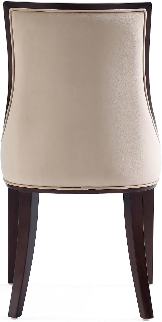 Manhattan Comfort Grand Avenue Faux Leather Dining Chairs, Parsons Accent Furniture with Padded Wingback Seat and Solid Beech Wood Frame, Set of 4, Tan