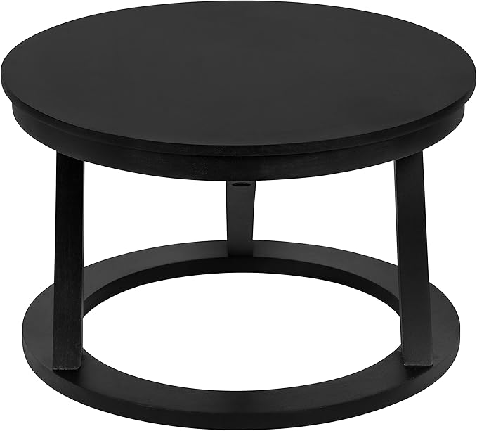 Kate and Laurel Aja Modern Round Wood Coffee Table; 26 Inch Diameter; Black; Decorative Contemporary Transitional Coffee Table for Hosting; Storage; and Display
