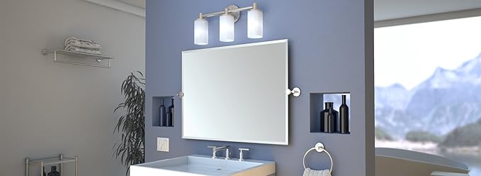 Gatco 4299S Latitude II Rectangle Mirror,, Satin Nickel, 31.5 Inch, Frameless Rectangle