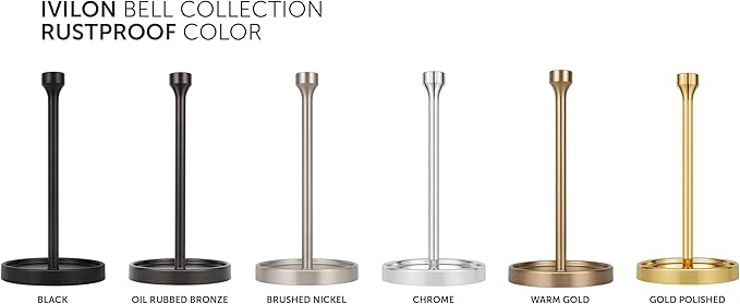 Ivilon Countertop Paper Towel Holder - Modern Bell End Minimalist Design - Color Brushed Nickel