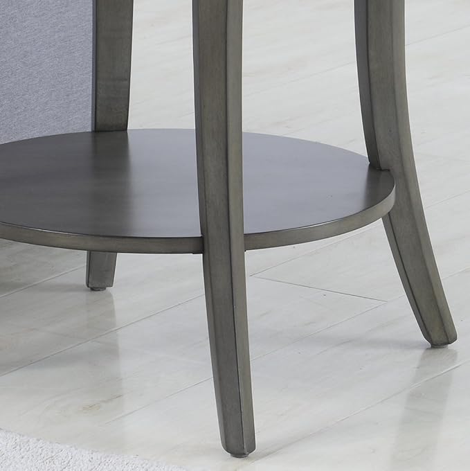 Roundhill Furniture Contemporary Perth Oval Shelf Coffee Table Set, Grey