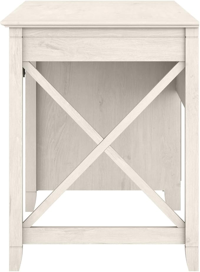 Bush Furniture Key West Computer Desk with Storage, Farmhouse PC Table for Home Office in Linen White Oak, 54W x 24D
