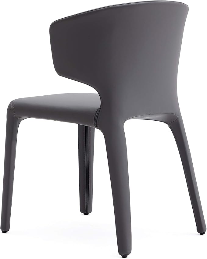 Manhattan Comfort Conrad Mid Century Modern Dining Chairs Woven Tweed Upholstered Kitchen Furniture with Contoured Back, Foam Padding & Metal Legs, Set of 2, Grey