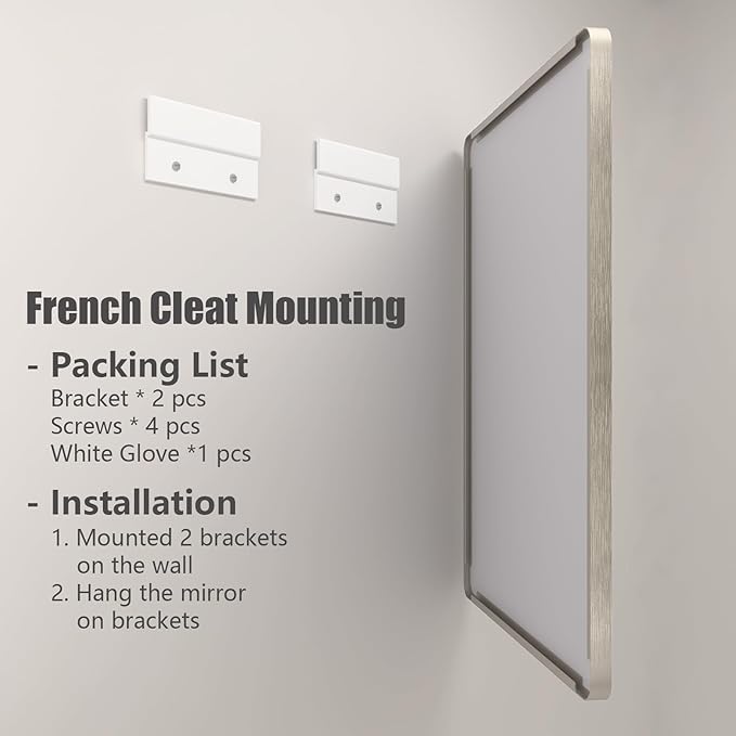 48x30 Silver Brushed Bathroom Mirror for Wall, Brushed Silver Metal Framed Bathroom Vanity Mirror, Rounded Rectangle Mirror, Shatterproof, Anti-Rust (Horizontal/Vertical)