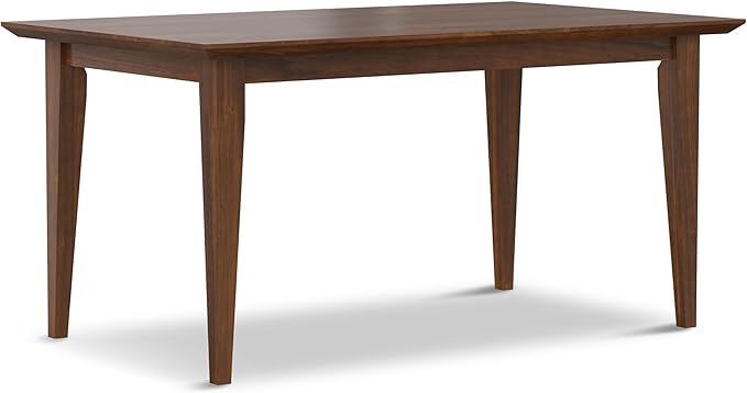 SIMPLIHOME Colby Extendable Dining Table, Solid Wood Walnut Veneer in Walnut, 60-76 x 36 inches, Contemporary-Style Rectangular Expandable Kitchen Table with Butterfly Leaf for 6+ People