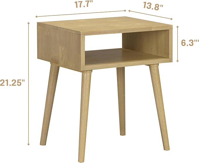 NTC Zoe Solid Wood Nightstand, Mid Century Modern Side Table Bedroom, Bedside Furniture, Night Stand, End Table, Easy Assembly - Sand