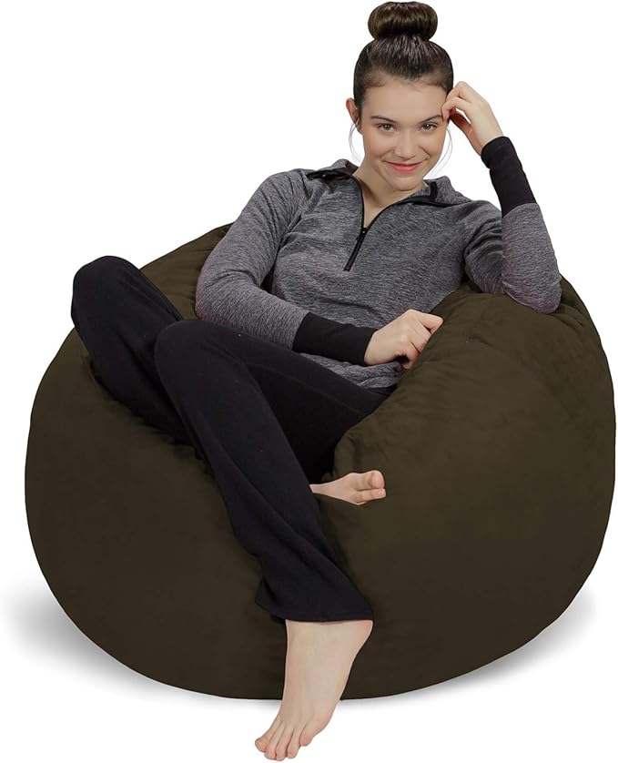 Sofa Sack Bean Bag Chair - Plush, Ultra Soft - Memory Foam Bean Bag Chair with Microsuede Cover - Stuffed Foam Filled Furniture and Accessories for Dorm Room 3 Feet - Olive