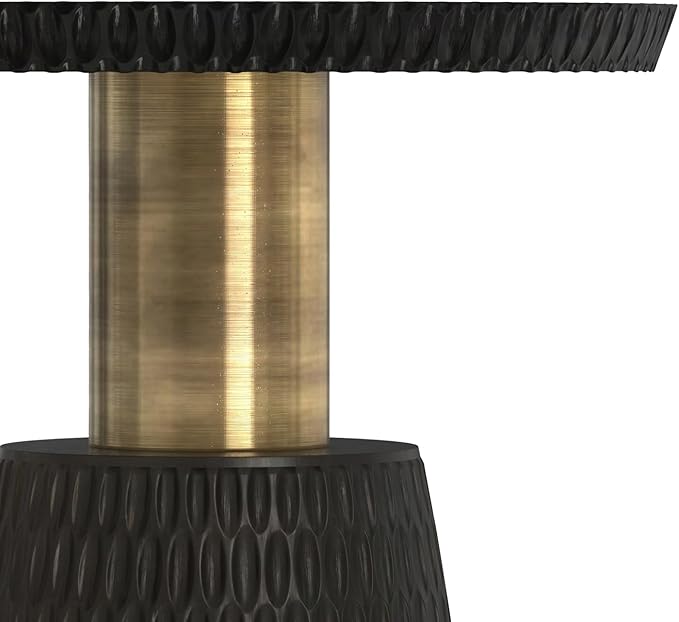 SIMPLIHOME Breanna 16-inch Wide Solid Mango Contemporary-Style End Table in Black/Gold, Sculptural Accent Table for Living Room, Office, or Bedroom