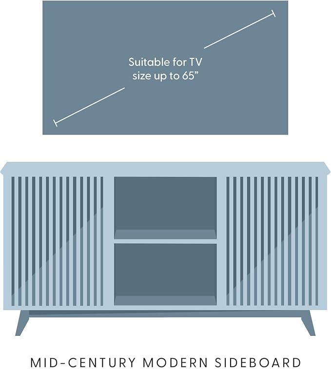Plank+Beam Mid-Century Modern Wood TV Stand, Solid Wood Entertainment Console with Storage, 59" L x 16" W x 30" H, Blonde