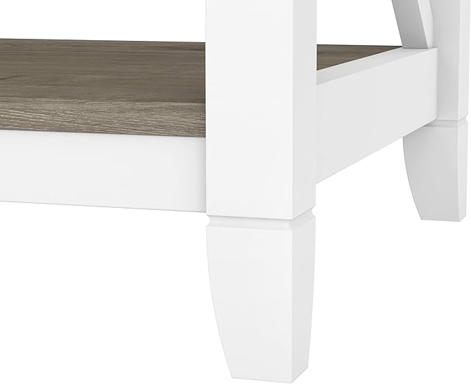 Bush Furniture Key West Coffee Table with Storage in Pure White and Shiplap Gray