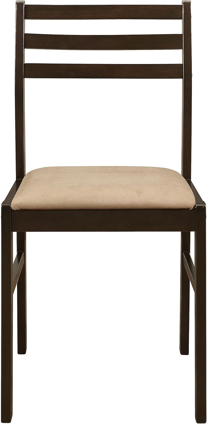 Coaster Home Furnishings 3-Piece Round Wood Dining Room Set Drop Leaf Extension Table Ladder Back Side Chairs Upholstered Seat Cushions Cappuccino and Tan 130005
