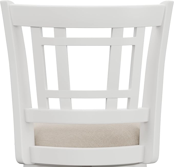 Hillsdale Fairfox Swivel Stool with Rectangular Lattice Back, Counter Height, White