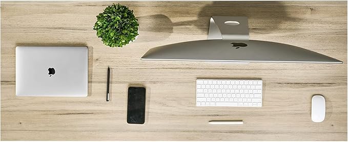 Kaboon Universal Tabletop 59.1"x23.62", Solid One-Piece Melamine Table Top, Double Desk L-Desk DIY, Home and Office Countertop, Oak/Grey Tone