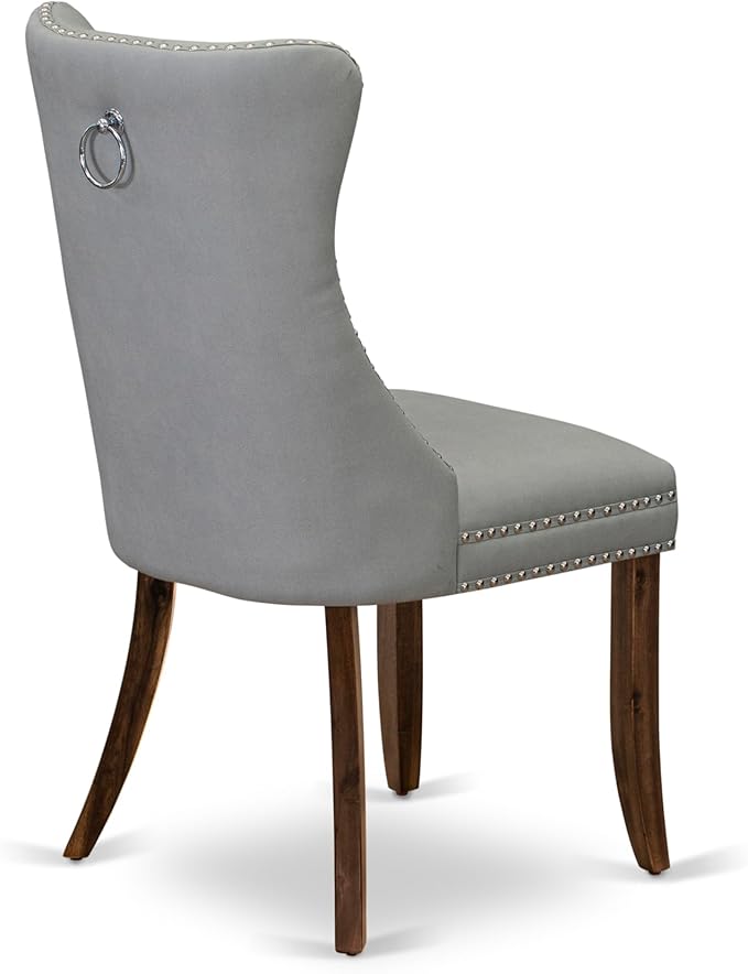East West Furniture ANDA5-AWA-27 5 Piece Kitchen Table & Chairs Set Includes a Round Dining Table with Pedestal and 4 Polyester Fabric Upholstered Chairs, 36x36 Inch, Antique Walnut