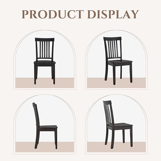 COLAMY Wooden Dining Chairs Set of 4, Spindle High Back Windsor Kitchen Side Chair, Farmhouse Dining Chairs for Kitchen and Dining Room, Dark Brown
