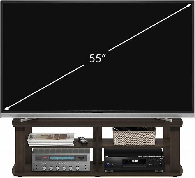 Furinno Nelly Entertainment Center TV Stand, Short 43.3"(W) x13.4(H) x13.1(D), Dark Brown