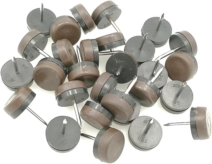 ALIMITOPIA 40pcs Furniture Glide Nail-in Thickened Nylon Chair Glide Slider Furniture Pad Floor Protector for Wooden Furniture Chair Tables Leg Feet(Φ24mm or 0.95";Brown)