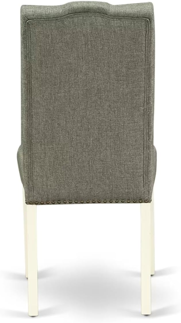 East West Furniture V097EL207-7 7 Piece Dining Table Set Consist of a Rectangle Kitchen Table with V-Legs and 6 Gray Linen Fabric Parson Dining Room Chairs, 40x72 Inch, Multi-Color