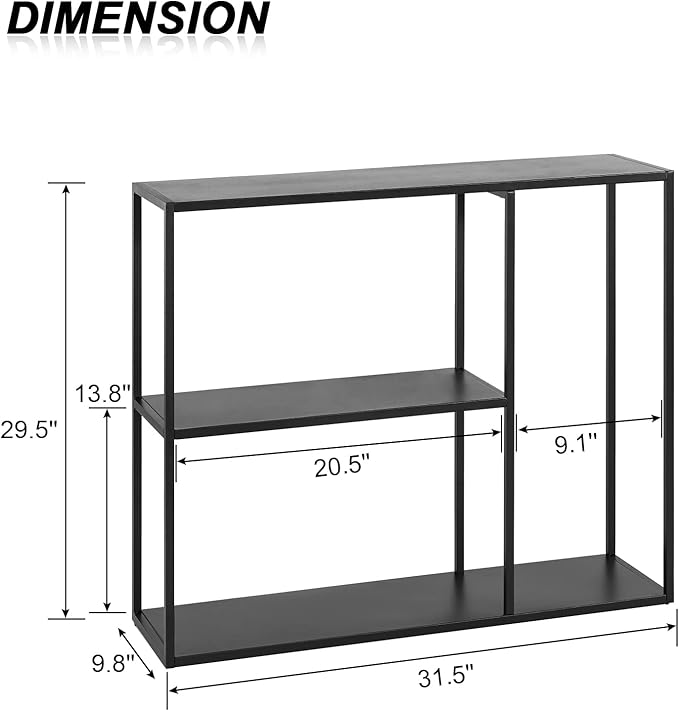 HDANI Console Table, Narrow Entryway Table, 3 Tier Metal Hallway Table, 9.8''Dx31.5''Wx29.7''H(Black)