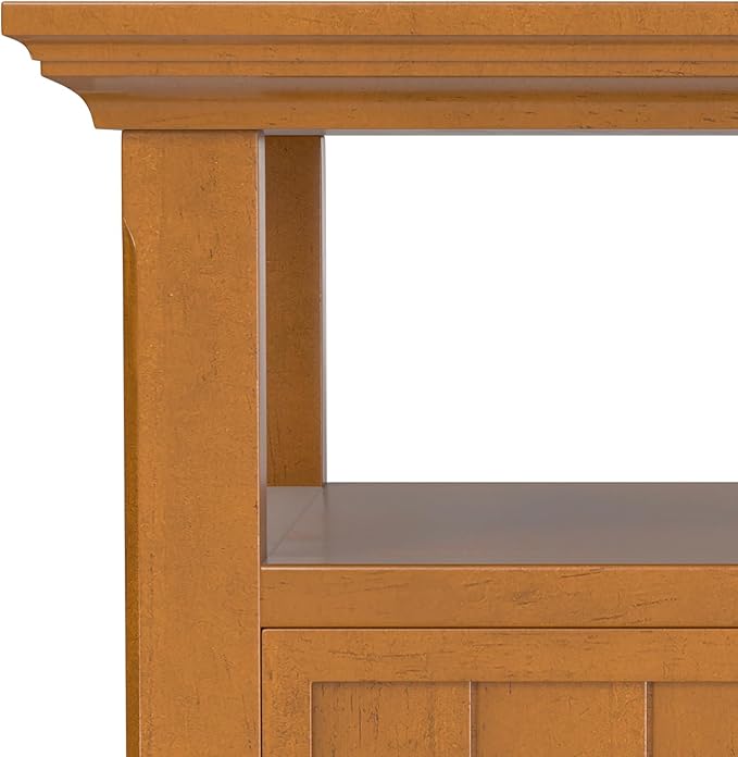 SIMPLIHOME Acadian 14-inch Wide Narrow End Table with Drawer and Open Shelf in Light Golden Brown for Living Room or Bedroom