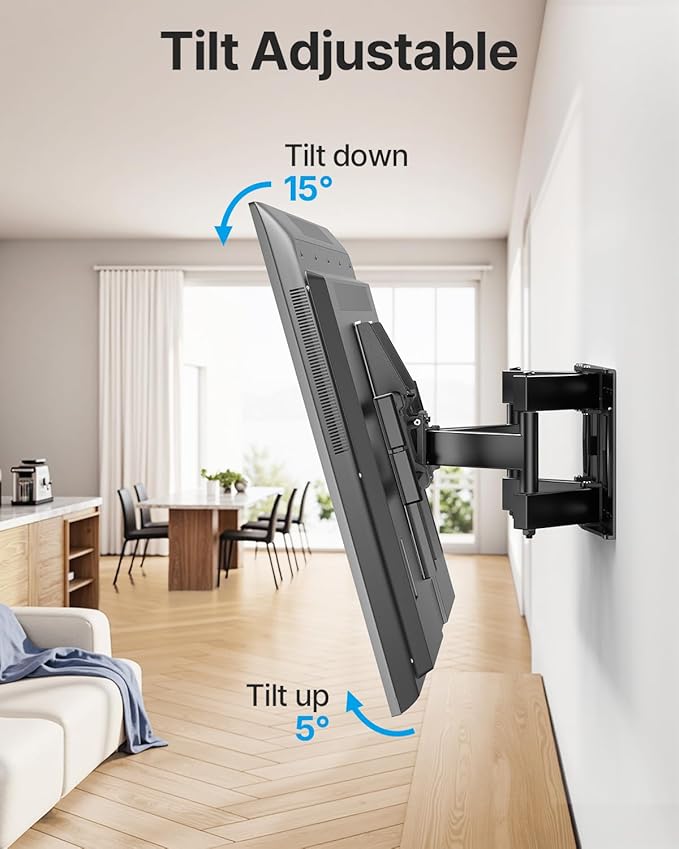 Full Motion TV Wall Mount for 37-85 Inch TVs Mounts Up to 132lbs, Fit 16" Wood Stud, Max VESA 600x400mm, Swivel and Tilt Articulating Wall Mount TV Bracket,Fit Most 55+ 65 70 75 inch TVs