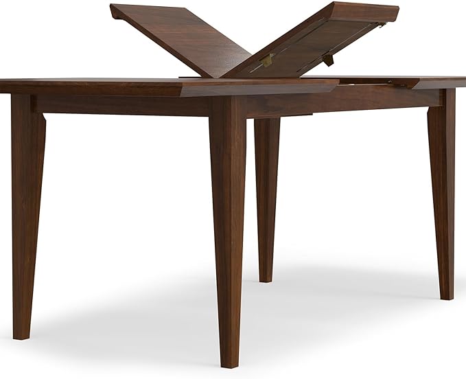 SIMPLIHOME Colby Extendable Dining Table, Solid Wood Walnut Veneer in Walnut, 60-76 x 36 inches, Contemporary-Style Rectangular Expandable Kitchen Table with Butterfly Leaf for 6+ People