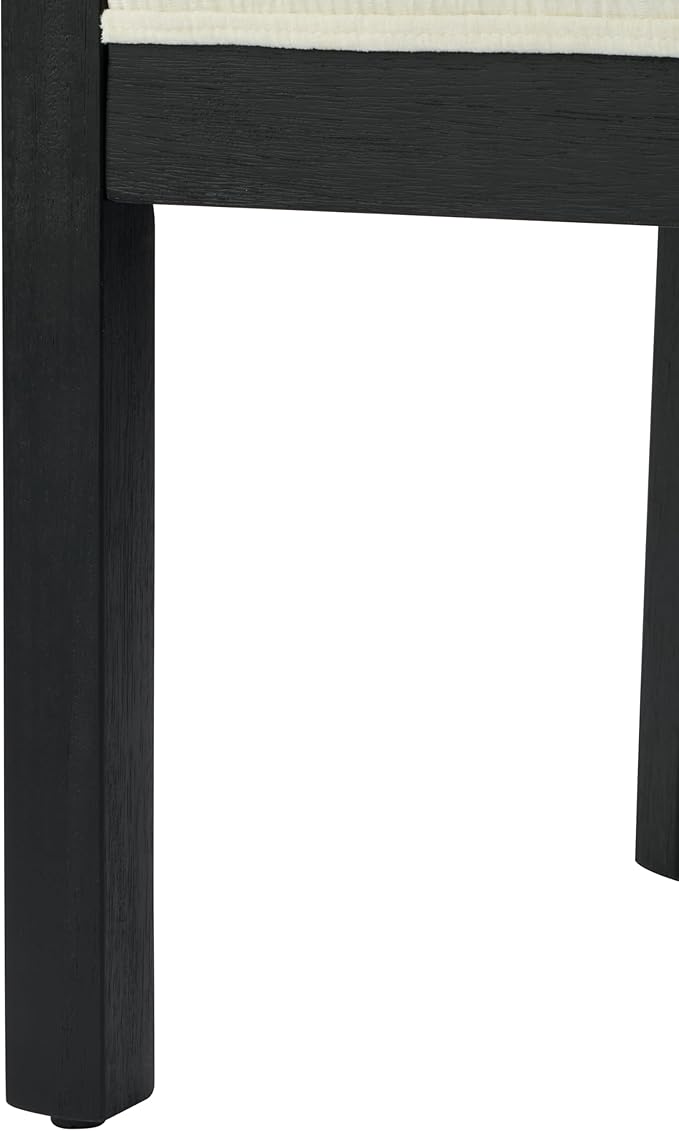 Christopher Knight Home Lucid Linen Upholstered Dining Chairs Set of 2, Rubber Wood Dining Room Chairs, Modern Armchair, Extra Seating for Dining Room, Versatile Indoor Furniture, White + Black