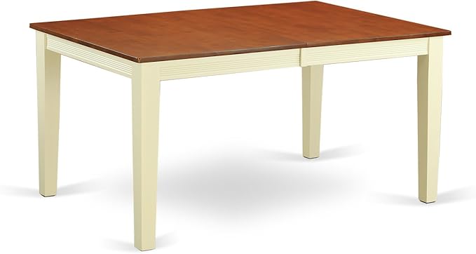 East West Furniture QUDA5-BMK-W 5 Piece Kitchen Table Set for 4 Includes a Rectangle Dining Room Table with Butterfly Leaf and 4 Solid Wood Seat Chairs, 40x78 Inch, Buttermilk & Cherry