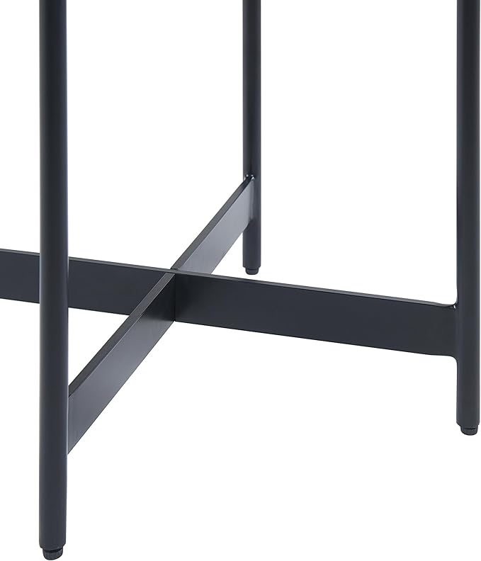 Alaterre Furniture Brookline 20-Inch Round Wood End Table with Concrete Coating and Powder-Coated Iron Legs – Tray Style Top Home Accent for Living Room, Bedroom or Office (Gray)