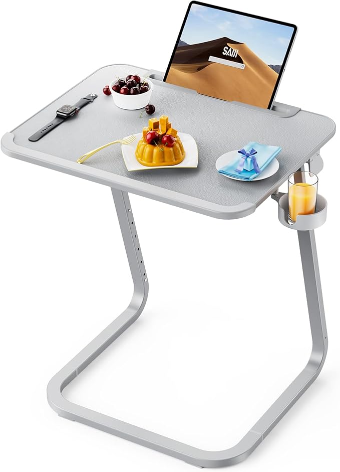 SAIJI TV Tray Table - Heavy Duty Extra Large TV Tray, Upgraded TV Dinner Trays for Eating Snack Food, Tilt & Height Adjustable TV Tray Laptop Desk for Sofa & Bedside Small Table