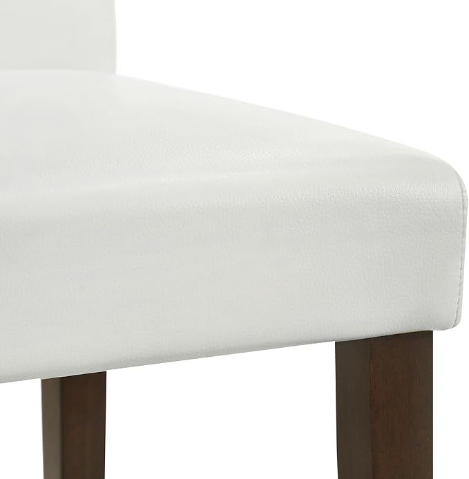 CHITA Counter Height Bar Stools Set of 2, 27" H Seat Height Upholstered Barstools, PU Leather in White