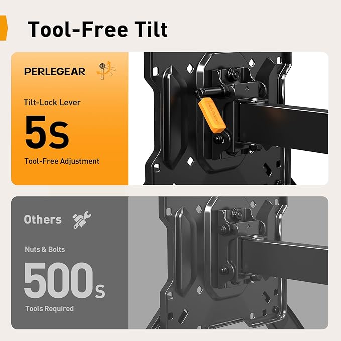 Perlegear Long Arm TV Wall Mount for 26-65 inch TVs up to 100 lbs, Corner TV Mount Bracket with 31.65” Extension, Swivel, Tilt Articulating Arms, Full Motion Wall Mount, Max VESA 400x400mm PGMF25B