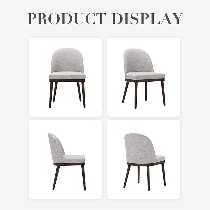 COLAMY Upholstered Dining Chairs Set of 6, Wooden Kitchen Chairs with Open Back, Modern Dining Room Chairs with Wood Frame, Dinner Side Chairs for Dining Room Kitchen Restaurant, Dark Grey