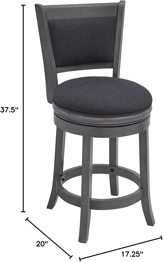 Ball & Cast Upholstered Swivel Counter Stools Kitchen Bar Stools 24" Seat Height Wooden Frame Stool Chair,Dark Grey (HSA-1102D-1)